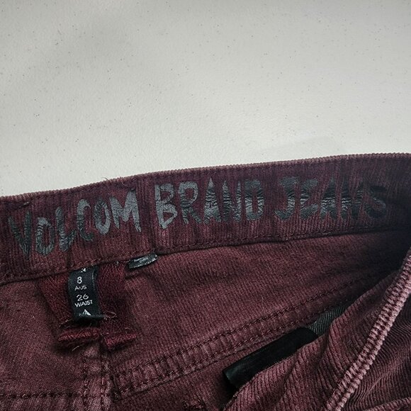 Volcom Super Stoned Shimmy Ankle Corduroy Pants 26 Waist Size 3/26 Burgundy - Picture 16 of 16